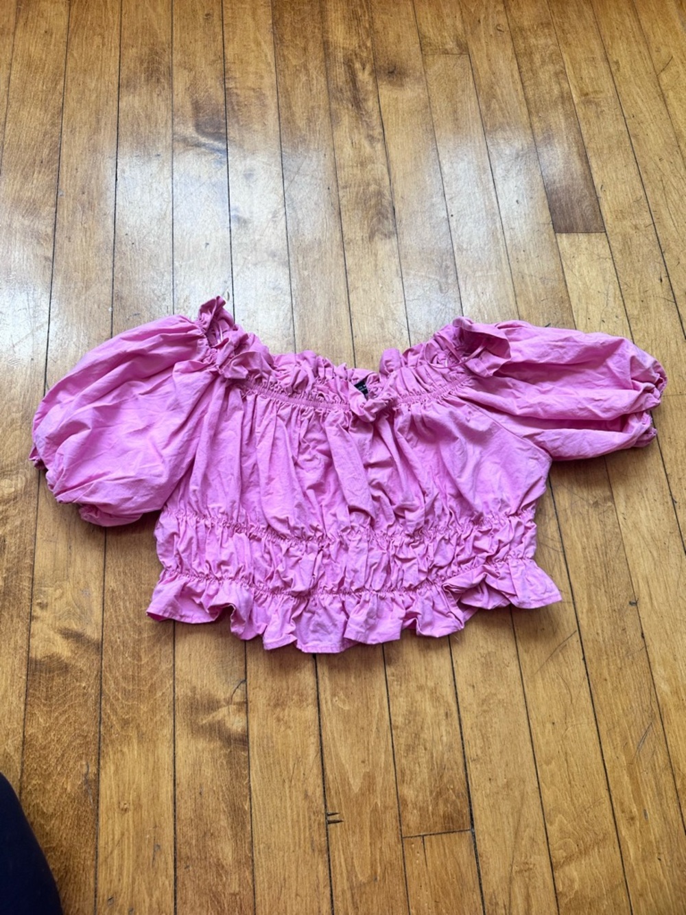 Zara Pink Off-the-Shoulder Smocked Top